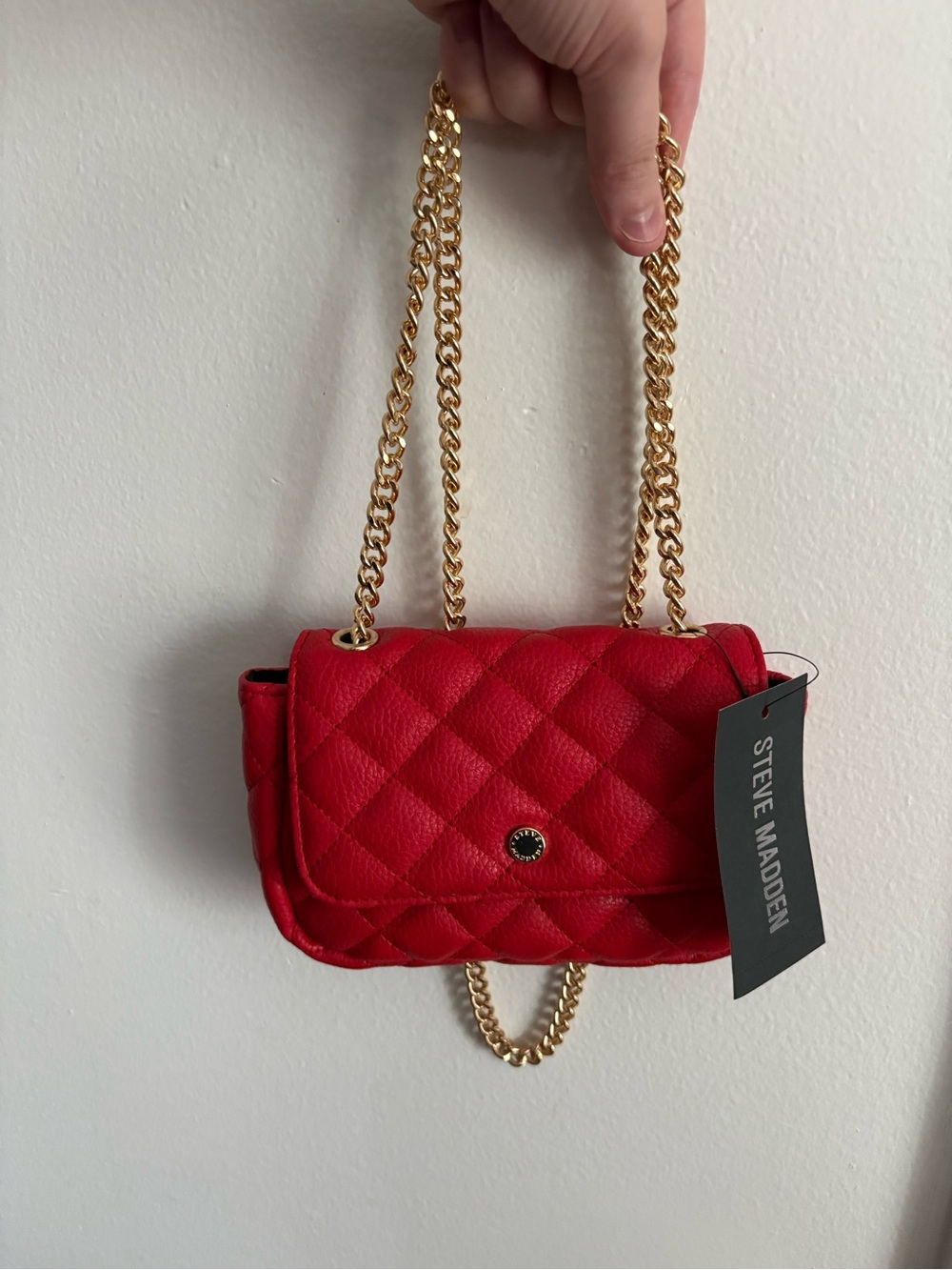 Steve Madden Red Quilted Chain Crossbody Bag